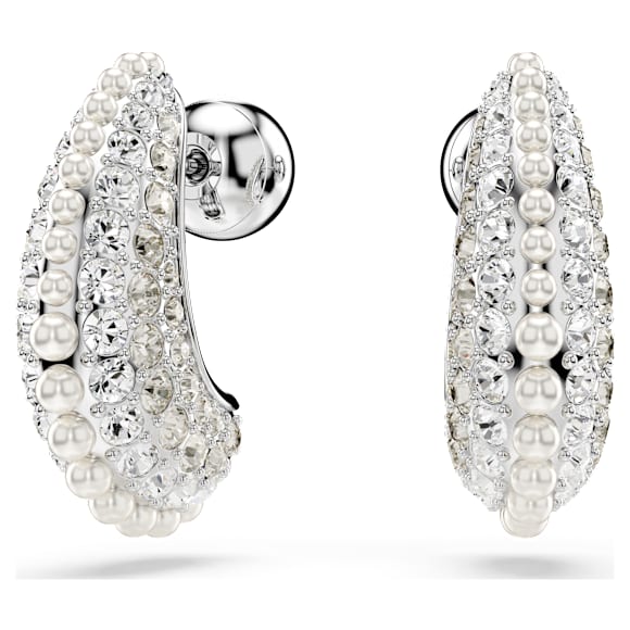 Swarovski Sublima Rhodium Plated Small Drop Earrings with Crystal Pearls