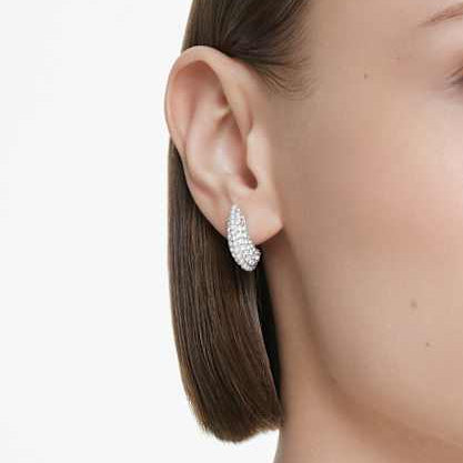 Swarovski Sublima Rhodium Plated Small Drop Earrings with Crystal Pearls