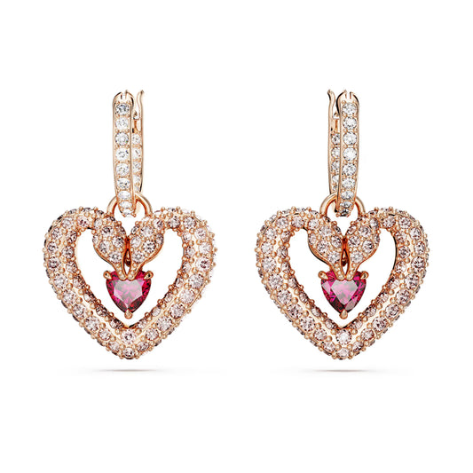 Swarovski Sublima Pink Crystal Heart Drop Earrings