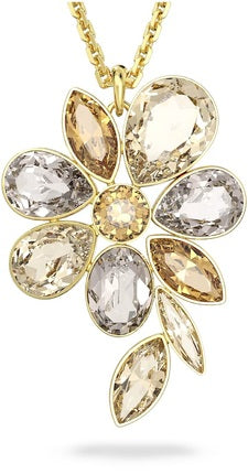 Swarovski Elegance of Africa Gold-Tone Flower Pendant Necklace with Faceted Crystals