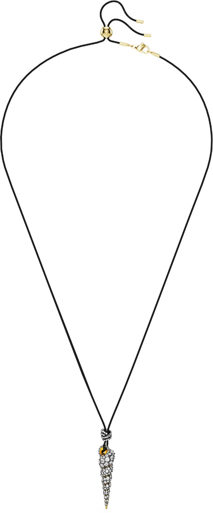 Swarovski Idyllia Gold-Tone Shell Crystal Pendant Necklace, Black Cord, Ocean-Inspired Elegance