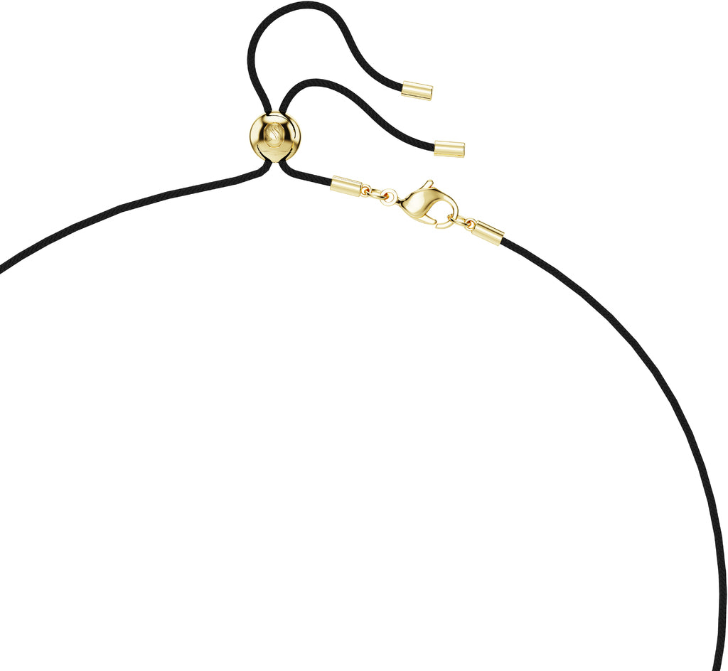 Swarovski Idyllia Gold-Tone Shell Crystal Pendant Necklace, Black Cord, Ocean-Inspired Elegance