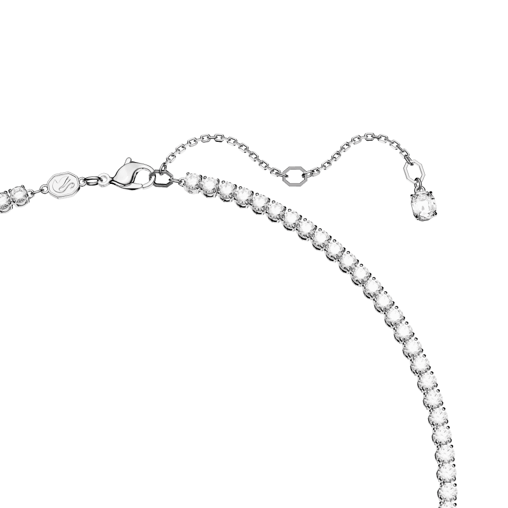 Swarovski Matrix Tennis Necklace: Green Mixed-Cut Zirconia, Rhodium Plated Elegance