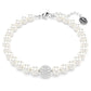 Elegant Swarovski Remix Strand: White Crystal Pearls, Rhodium Plated, Adjustable Bracelet
