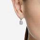 Elegant Octagon Cut White Crystal Drop Earrings with Rhodium Plating