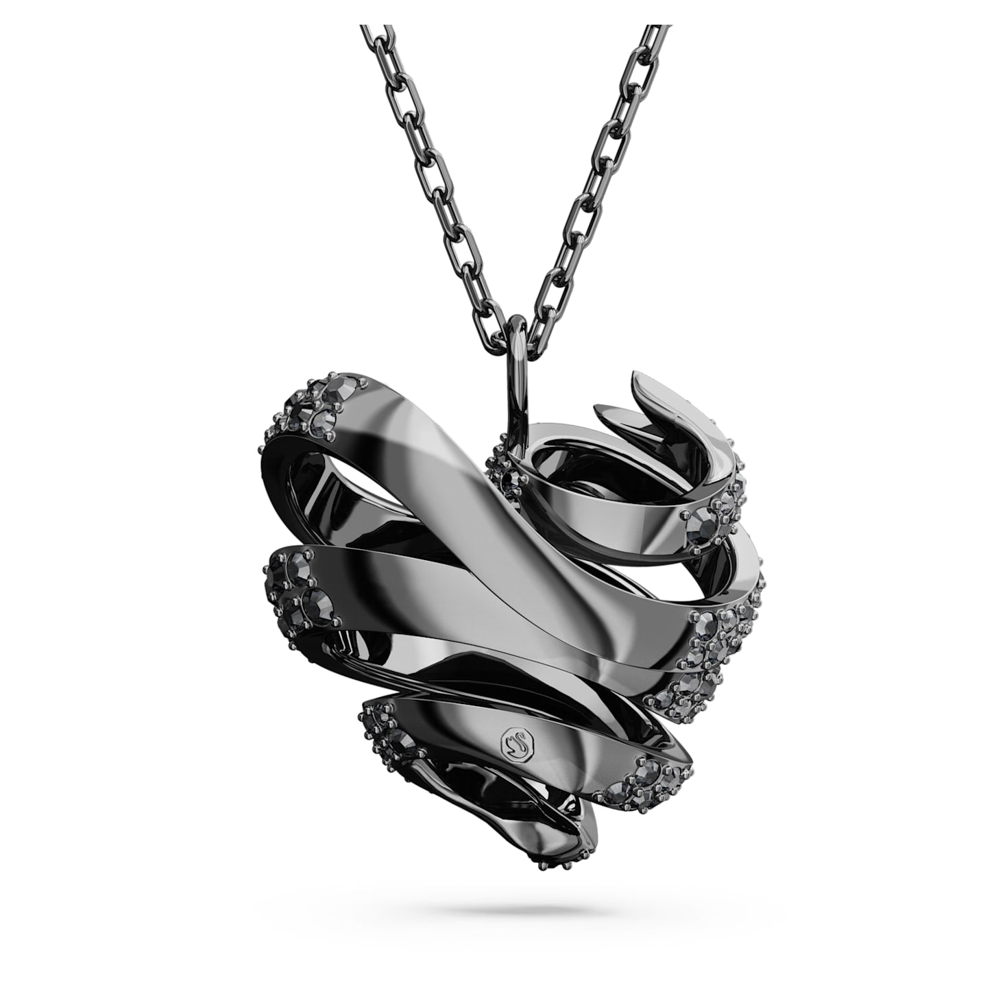 Swarovski Volta Small Black Heart Pendant with Ruthenium Plating