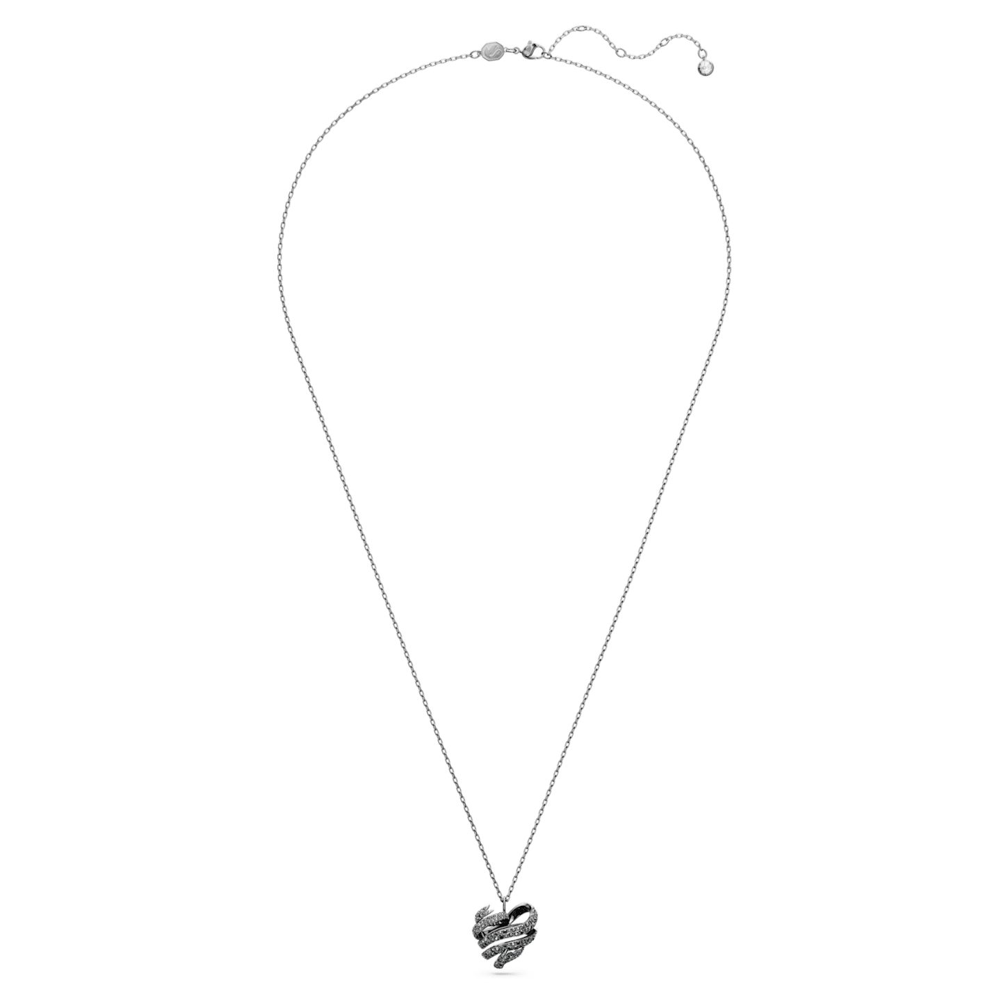 Swarovski Volta Small Black Heart Pendant with Ruthenium Plating