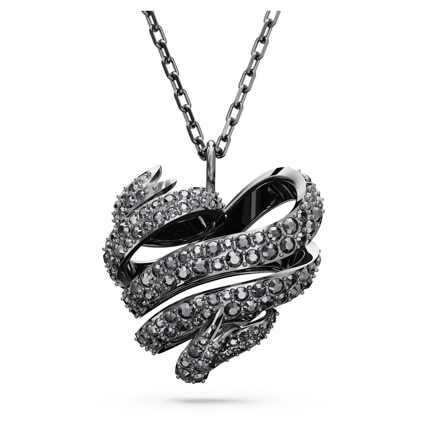 Swarovski Volta Small Black Heart Pendant with Ruthenium Plating